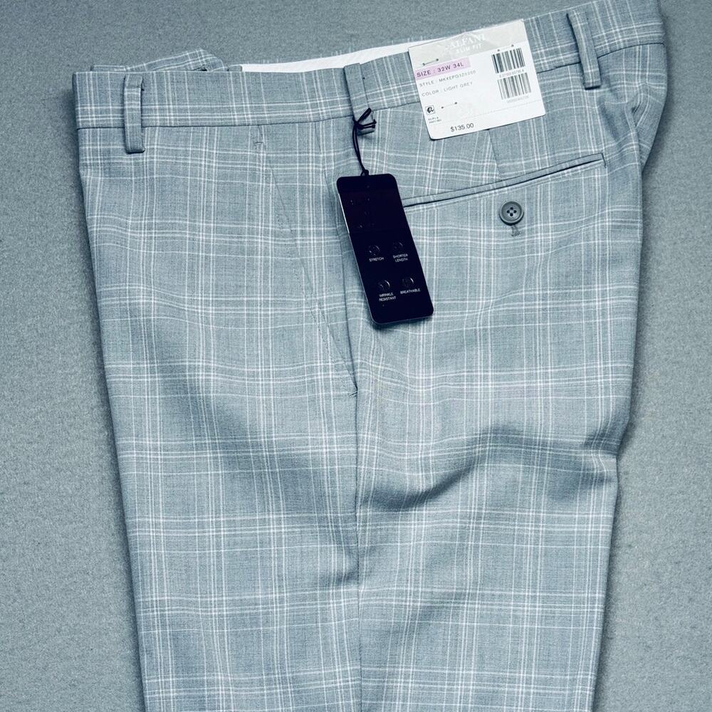 Alfani Men's Slim-Fit Plaid Suit Pants, Grey 32x34 $135